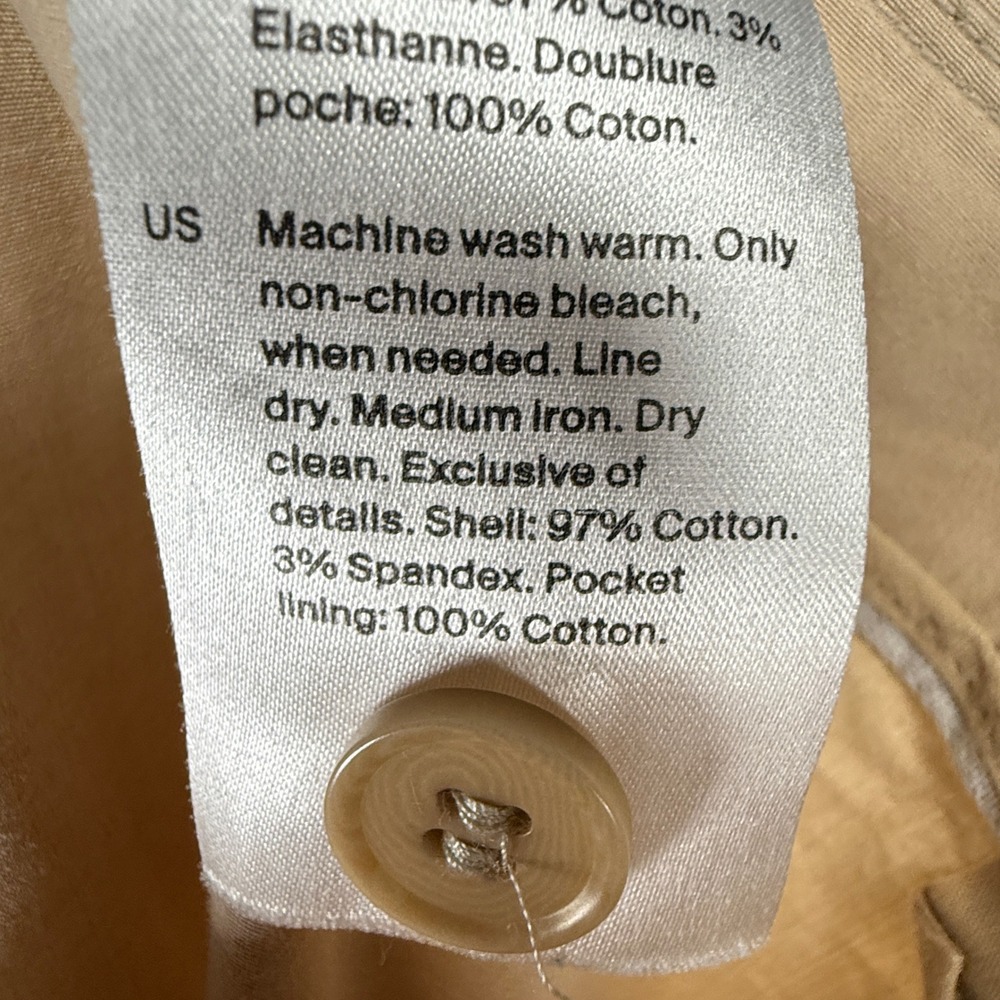 COS Light Beigeβ High Rise Tapered Cotton Chino Pants Size 14 - Picture 5 of 6